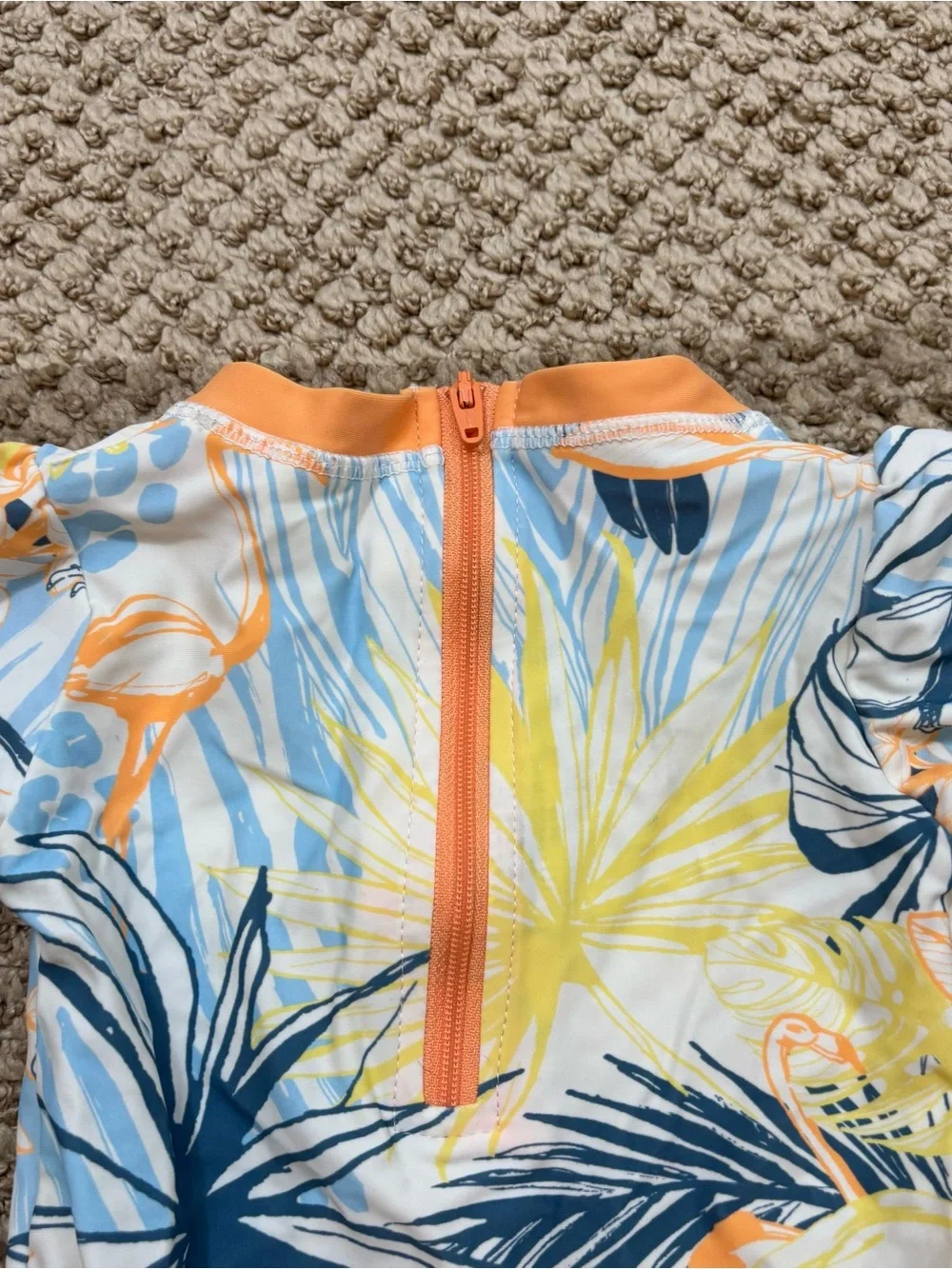 Baby Girl RuffleButts One Piece‎ Rash Guard Swim Suit Size 6-12 Months
